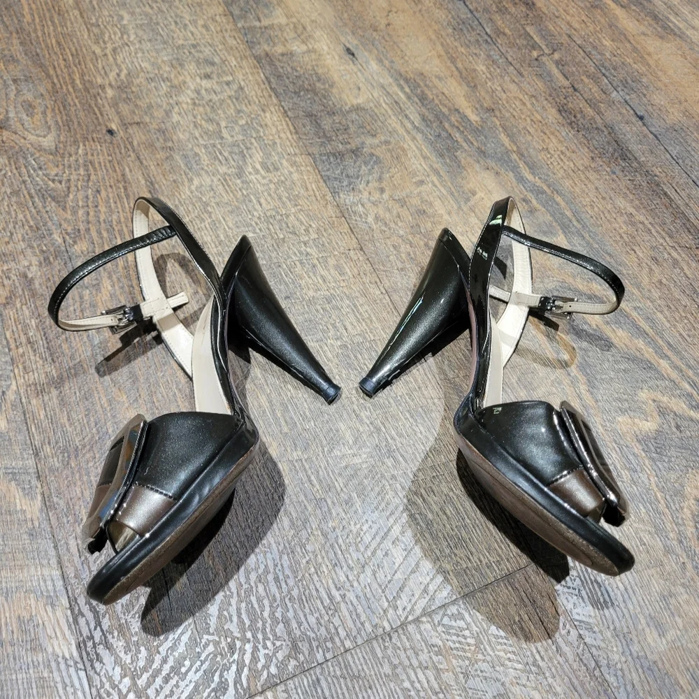 Prada Black and Brown Strappy Heels - Picture 9 of 16